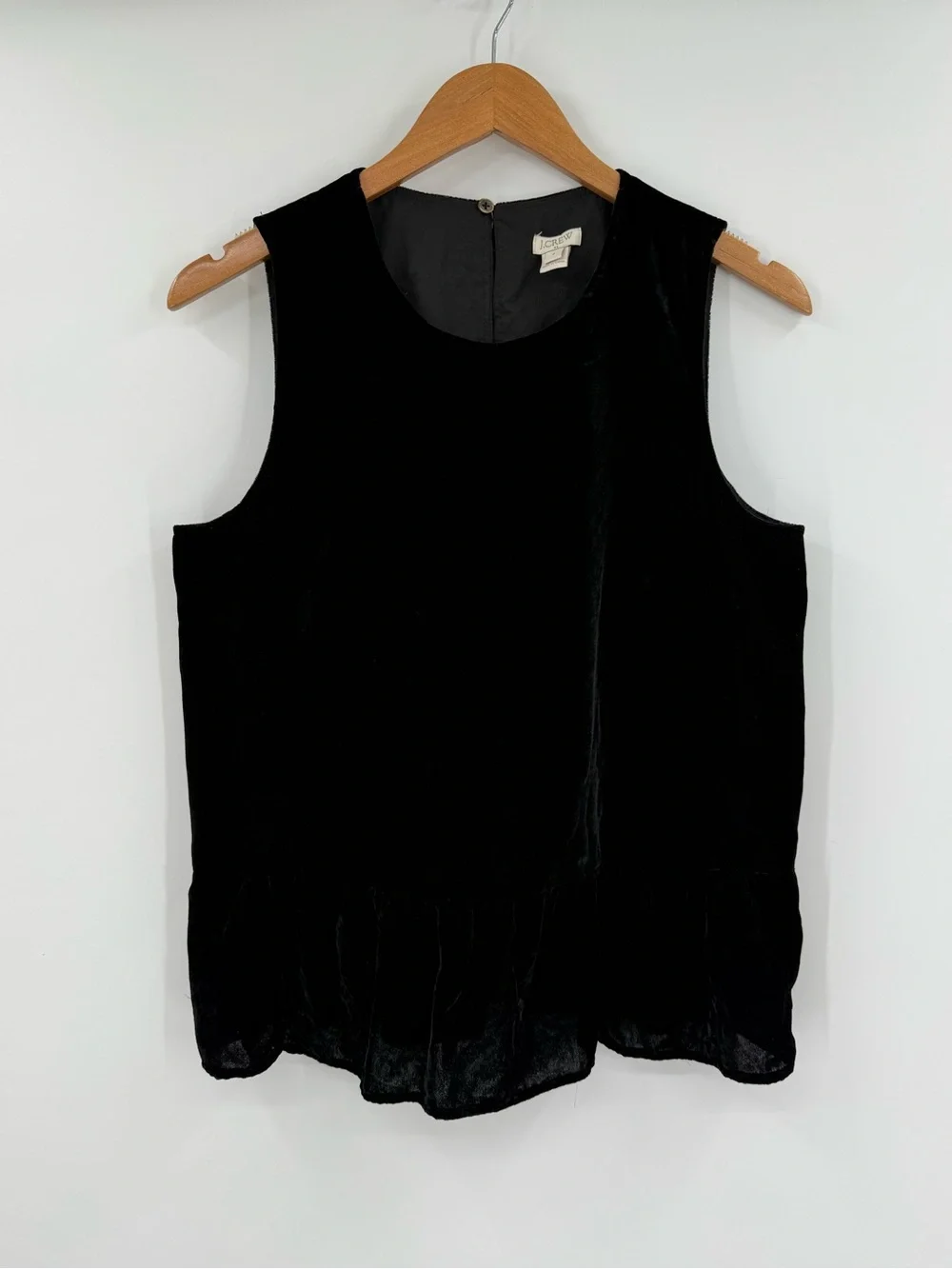 J.Crew Velvet Peplum Tank | Black | 8